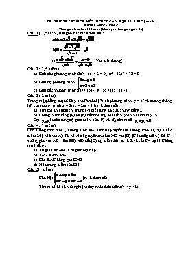 Thi thử tuyển sinh lớp 10 THPT năm học 2016 - 2017 (lần 5) đề thi môn Toán
